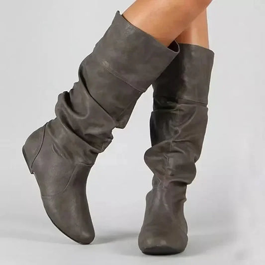 2024 Mid-Calf Women Boots, Flat Spring Autumn High Boots, Long Western Women Footwear Large size 35-43