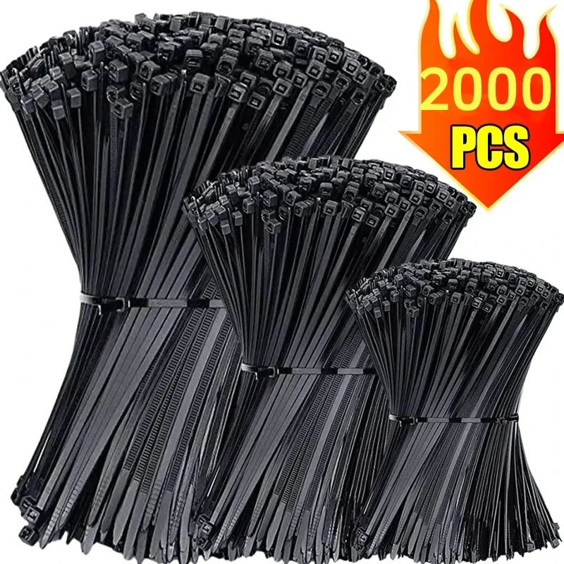 2000/100Pcs Self Locking Nylon Cable Ties Heavy Duty Cables Fastening Organizer
