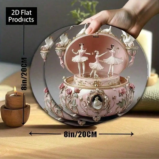 Crystal Swan Ballet Music Box - 2D Wall Art Decor With Roses, Elegant Gift For Ballet Lovers