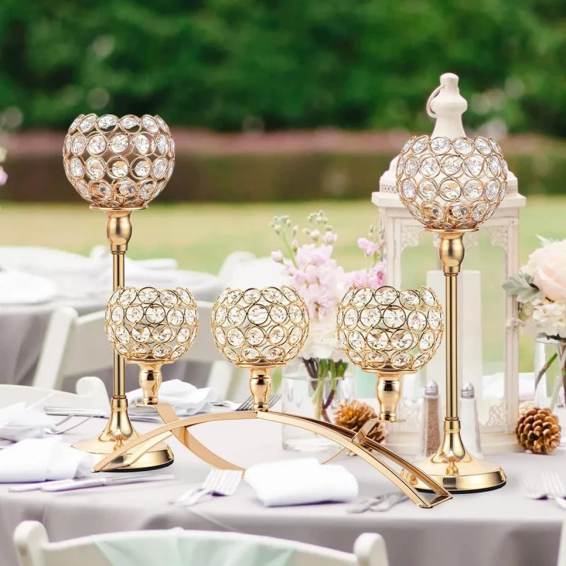 Gold 3-Arms Candle Holders Tea light Candlestick Candelabra Stand for Table Centerpieces Living Room Wedding Decor