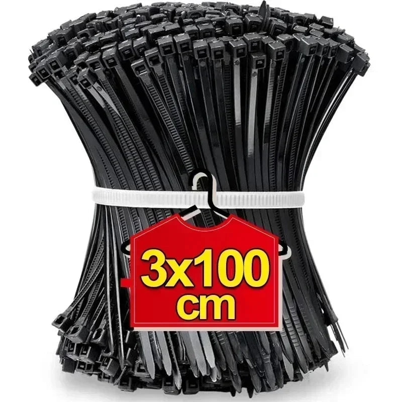 2000/100Pcs Self Locking Nylon Cable Ties Heavy Duty Organizer