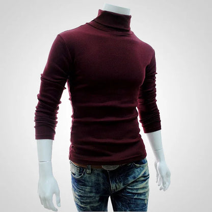 Autumn, Winter Men's Sweater,Turtleneck, Solid Color Pullovers, Slim Fit,  Knitted Sweaters