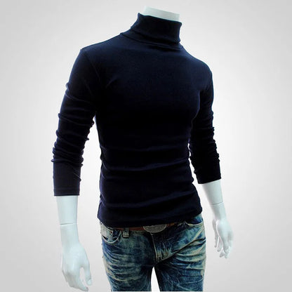 Autumn, Winter Men's Sweater,Turtleneck, Solid Color Pullovers, Slim Fit,  Knitted Sweaters