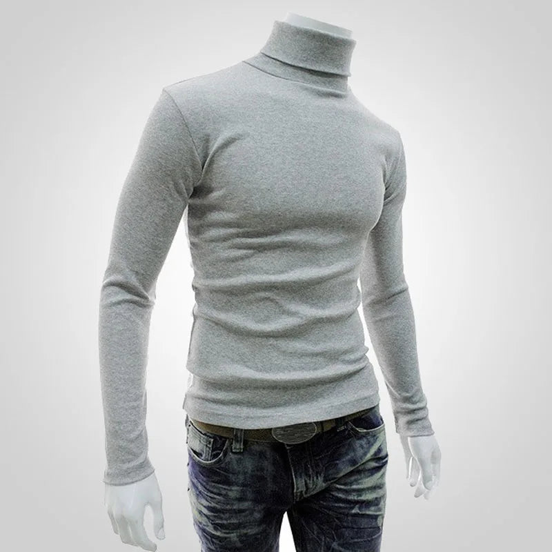 Autumn, Winter Men's Sweater,Turtleneck, Solid Color Pullovers, Slim Fit,  Knitted Sweaters