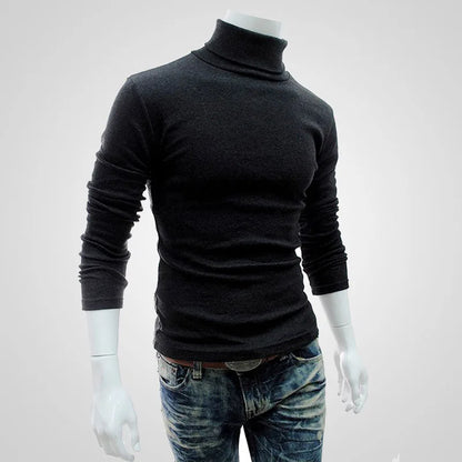 Autumn, Winter Men's Sweater,Turtleneck, Solid Color Pullovers, Slim Fit,  Knitted Sweaters