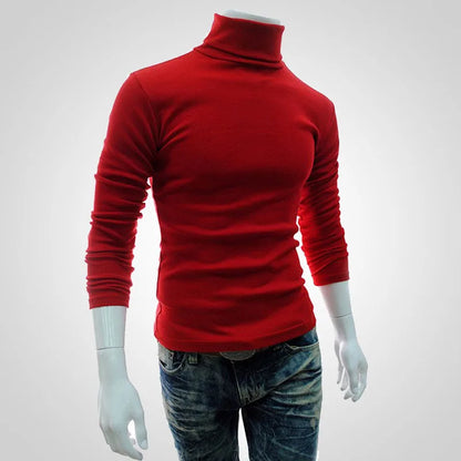 Autumn, Winter Men's Sweater,Turtleneck, Solid Color Pullovers, Slim Fit,  Knitted Sweaters