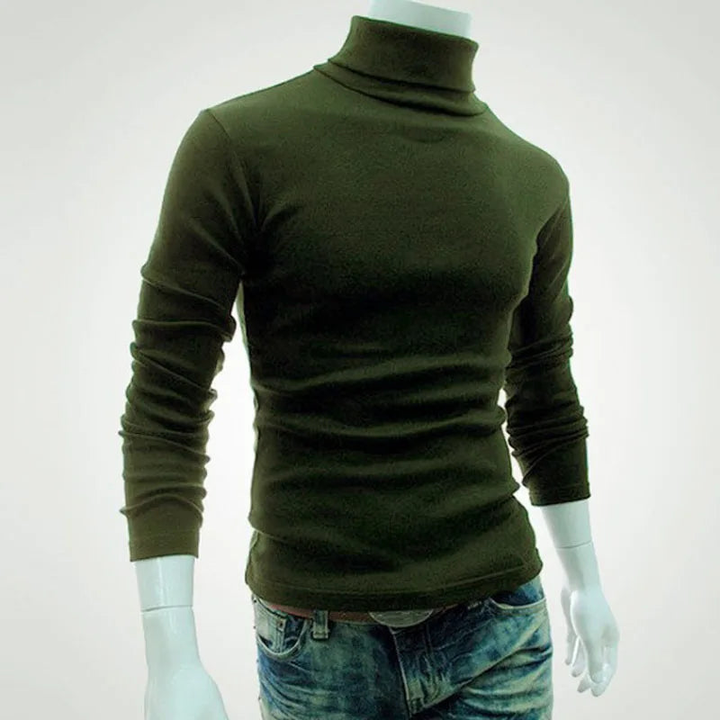 Autumn, Winter Men's Sweater,Turtleneck, Solid Color Pullovers, Slim Fit,  Knitted Sweaters