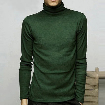 Autumn, Winter Men's Sweater,Turtleneck, Solid Color Pullovers, Slim Fit,  Knitted Sweaters