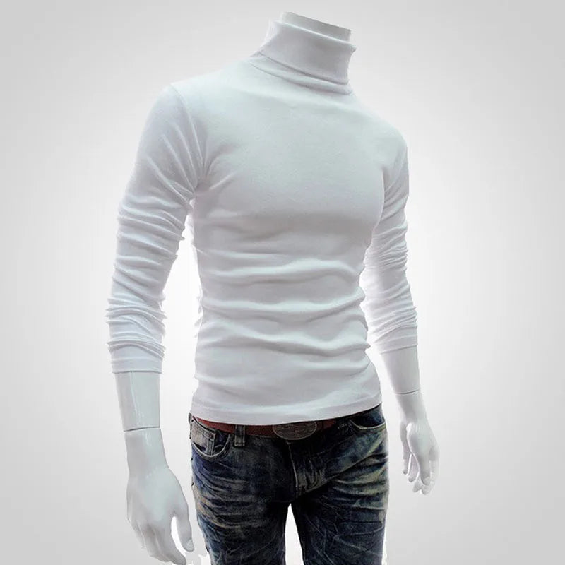 Autumn, Winter Men's Sweater,Turtleneck, Solid Color Pullovers, Slim Fit,  Knitted Sweaters