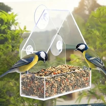 Transparent Bird Feeder Birds House for Outdoor Window, Feeder with Strong Suction Cups for Wild Birds, Cardinal Bluebird