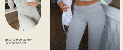 Women's Yoga Two-Piece Set ,Long-Sleeve Wide-Leg Activewear, Yoga  Coordinated Set