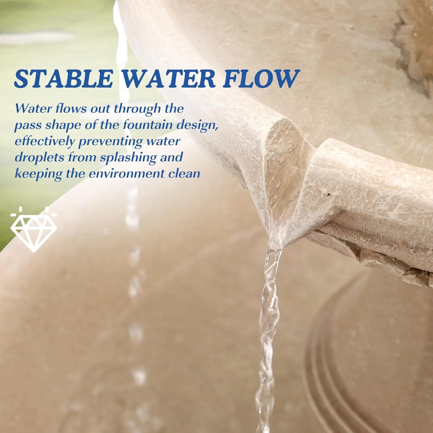 Large Cascading, Resin, Floor Standing Water Fountain, With Pump For Indoor Outdoor Patio Yard, Home Garden Decor