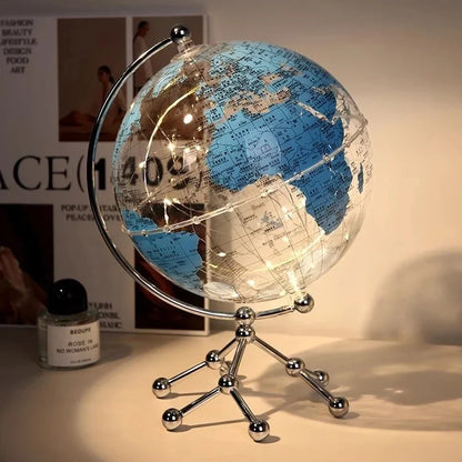 Luxury Modern Globe Ornament With Sailboat Accent, Elegant Metal Sculpture For Living Room ,TV Stand ,Wine, Cabinet, Office Desk