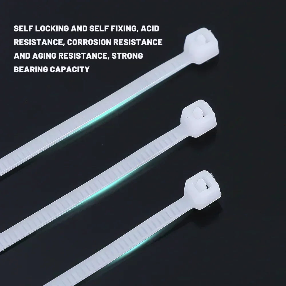 2000/100Pcs Self Locking Nylon Cable Ties  Heavy Duty Organizer