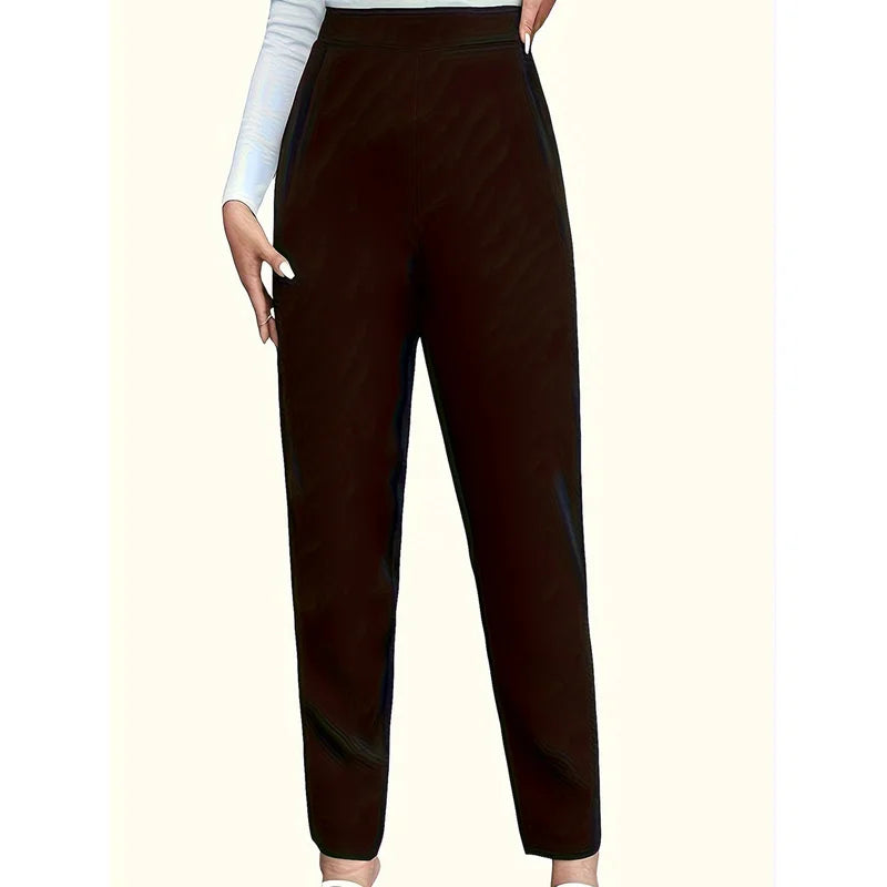 2025 Classy Fashion Slim Fit Trousers Women Regular Waist Comfortable Slimming Solid Black Daily Office