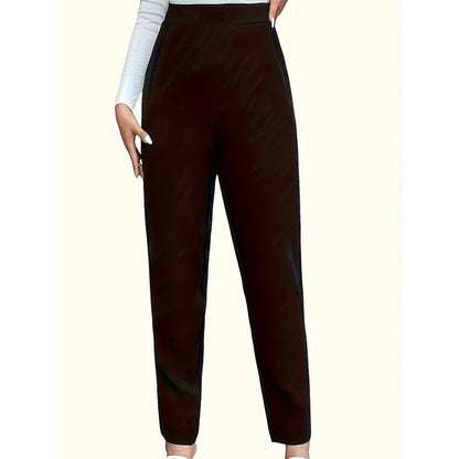2025 Classy Fashion Slim Fit Trousers Women Regular Waist Comfortable Slimming Solid Black Daily Office