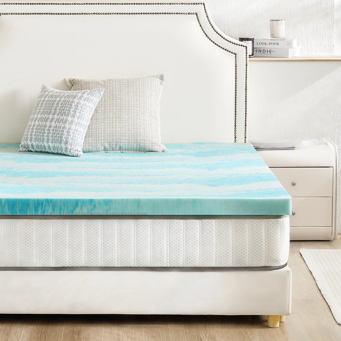 JHK 2-3 Inch Memory Foam Mattress Topper, Queen Size Thick Gel  Cooling Mattress, Soft and Breathable Bed Topper