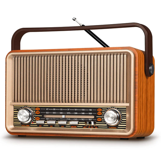 Portable AM FM, Transistor Radio Plug in Wall Powered for Home Outdoor,Retro Vintage Bluetooth Speaker