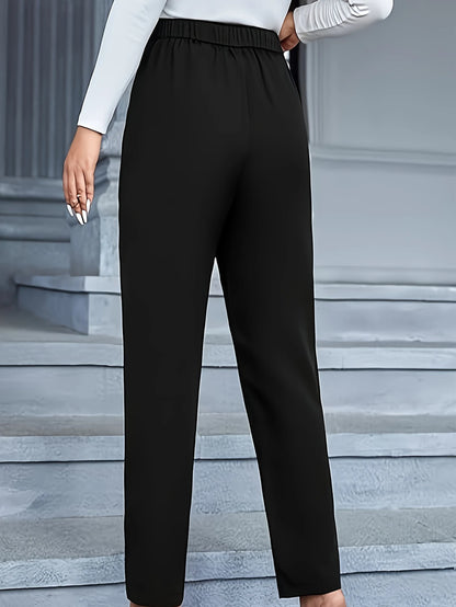 2025 Classy Fashion Slim Fit Trousers Women Regular Waist Comfortable Slimming Solid Black Daily Office