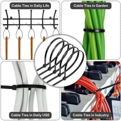 2000/100Pcs Self Locking Nylon Cable Ties  Heavy Duty Organizer