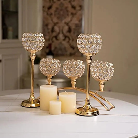Gold 3-Arms Candle Holders Tea light Candlestick Candelabra Stand for Table Centerpieces Living Room Wedding Decor