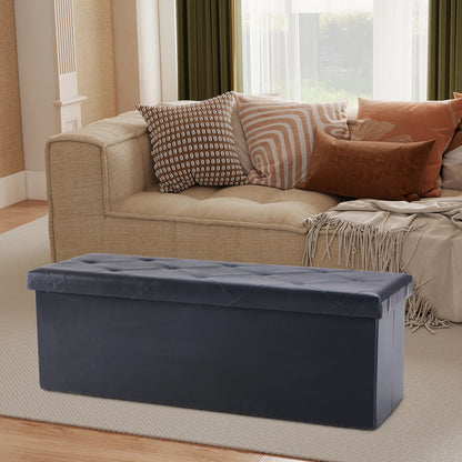 43 Inches Leather Folding Ottoman Storage, Footstool Toy Box,  Bench Load 660 lbs, Foot Rest Stool For Living Room, Storage for Bedroom