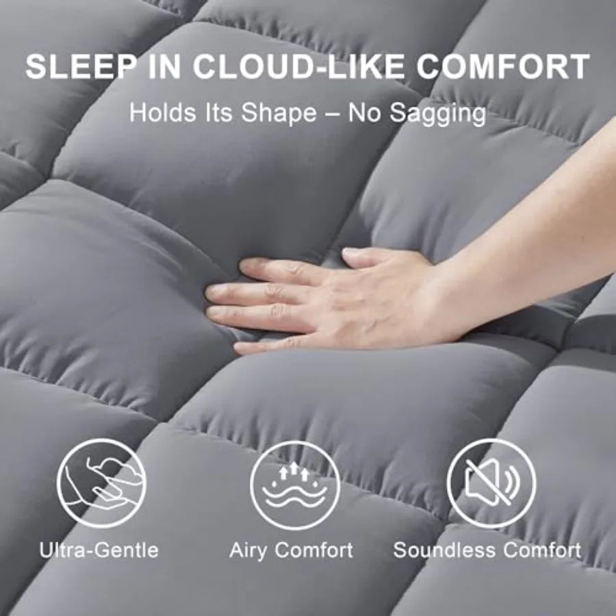 2~3In Mattress Topper Size Pillow Top - Extra Thick Padded Mattress Pad and Protector, Breathable Fitted Deep Pocket 8-21, Ultr
