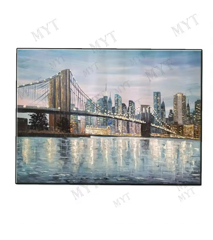 Modern Abstract Painting, Thick Texture, Handmade Canvas Art, New York City Handpainted, Home Wall Decor Oil Paintings Unframed