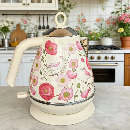 1.7L Retro Paint Electrc Kettle With Temperature Display, Boiling Water Auto Power Off, Stainless Steel Teapot Kitchen Tools