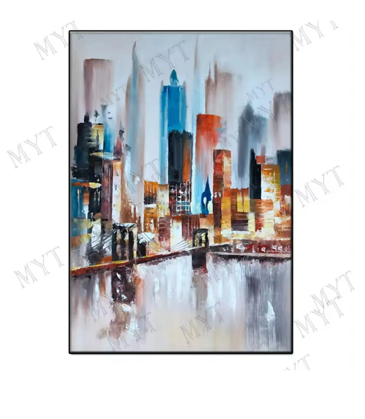 Modern Abstract Painting, Thick Texture, Handmade Canvas Art, New York City Handpainted, Home Wall Decor Oil Paintings Unframed