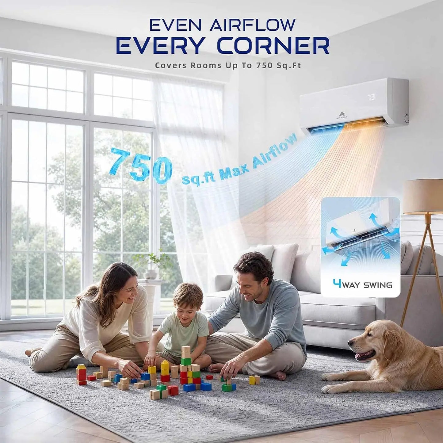 Mini Split AC & Heating System: Ductless Air Conditioner with Heat Pump | 12000 BTU 115V Inverter Split Unit with WiFi App Control Compatible and Alexa & Google Covers Up To 750 Sq.Ft