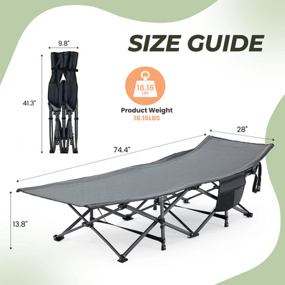 Folding Camping Beach Lounge Chair, Portable 3.5'' Cushion, 440 lbs Sturdy Frame Compact Carry With Storage Bed for Outdoor