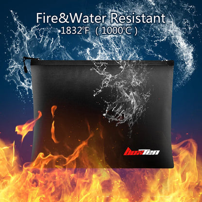 New Fireproof Document Bag, Waterproof Money Bags, Fire Safe Storage Pouch with Zipper Cash File Envelope Holder for Home Office