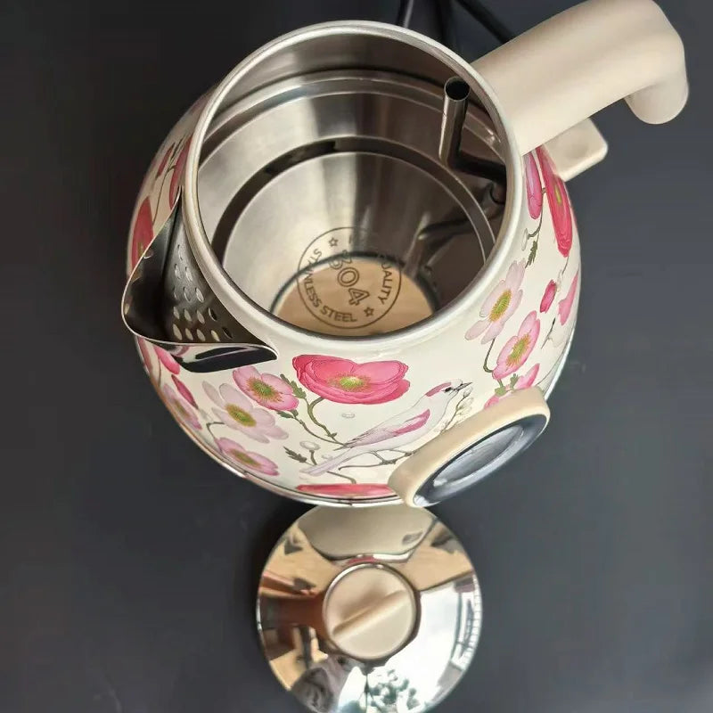 1.7L Retro Paint Electrc Kettle With Temperature Display, Boiling Water Auto Power Off, Stainless Steel Teapot Kitchen Tools