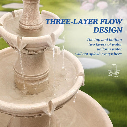 Large Cascading, Resin, Floor Standing Water Fountain, With Pump For Indoor Outdoor Patio Yard, Home Garden Decor