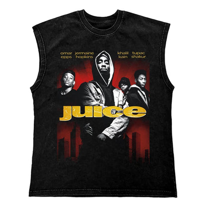 Washed Hip Hop Streetwear  Men T Shirt, Oversized Cotton Graphic Portrait Tank Tops