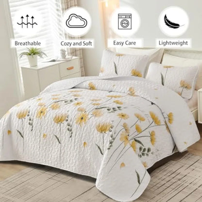 Cute Soft Lightweight Microfiber Queen Floral Bedspread