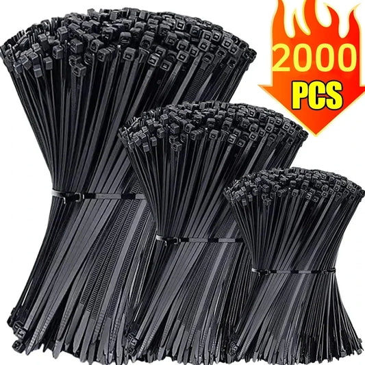 2000/100Pcs Self Locking Nylon Cable Ties  Heavy Duty Cables Fastening Organizer