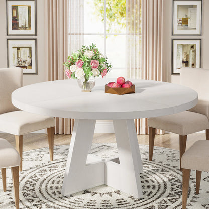Tribesigns Round Dining Table for 4, 47 Inch Farmhouse Kitchen Table ,Small Kitchen Table Dining Room