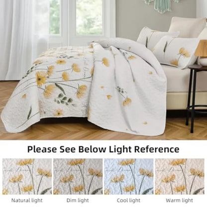 Cute Soft Lightweight Microfiber Queen Floral Bedspread