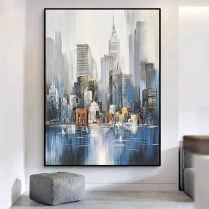 Modern Abstract Painting, Thick Texture, Handmade Canvas Art, New York City Handpainted, Home Wall Decor Oil Paintings Unframed