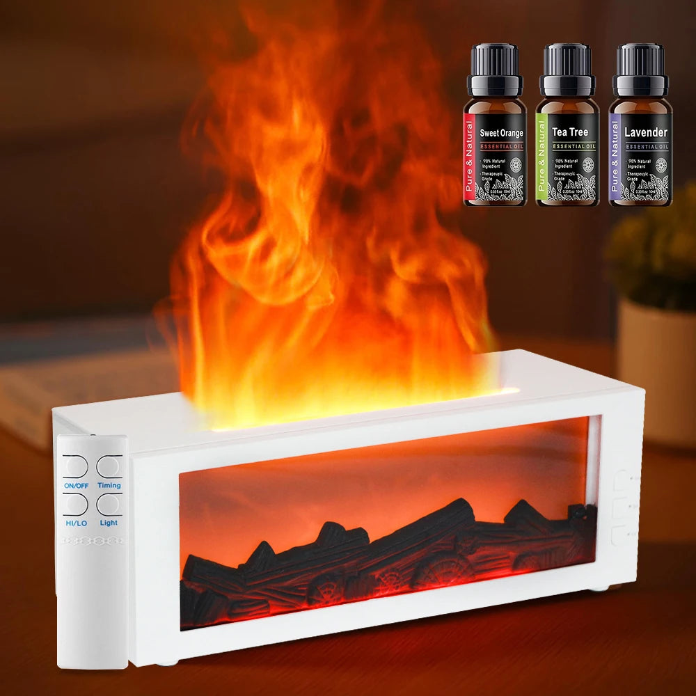300ml Fireplace Flame Diffuser  Remote Control, 7 Soothing Colors, Timer & Auto-Off for Home Aromatherapy, Unique Christmas or H