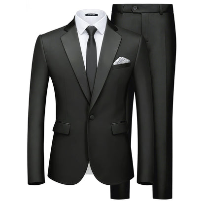 Men's Slim Fit  Business Suit 2-Piece Jacket & Pant Suit