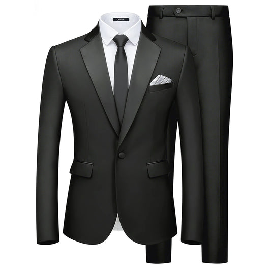 Men's Slim Fit  Business Suit 2-Piece Jacket & Pant Suit