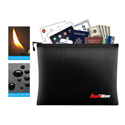 New Fireproof Document Bag, Waterproof Money Bags, Fire Safe Storage Pouch with Zipper Cash File Envelope Holder for Home Office