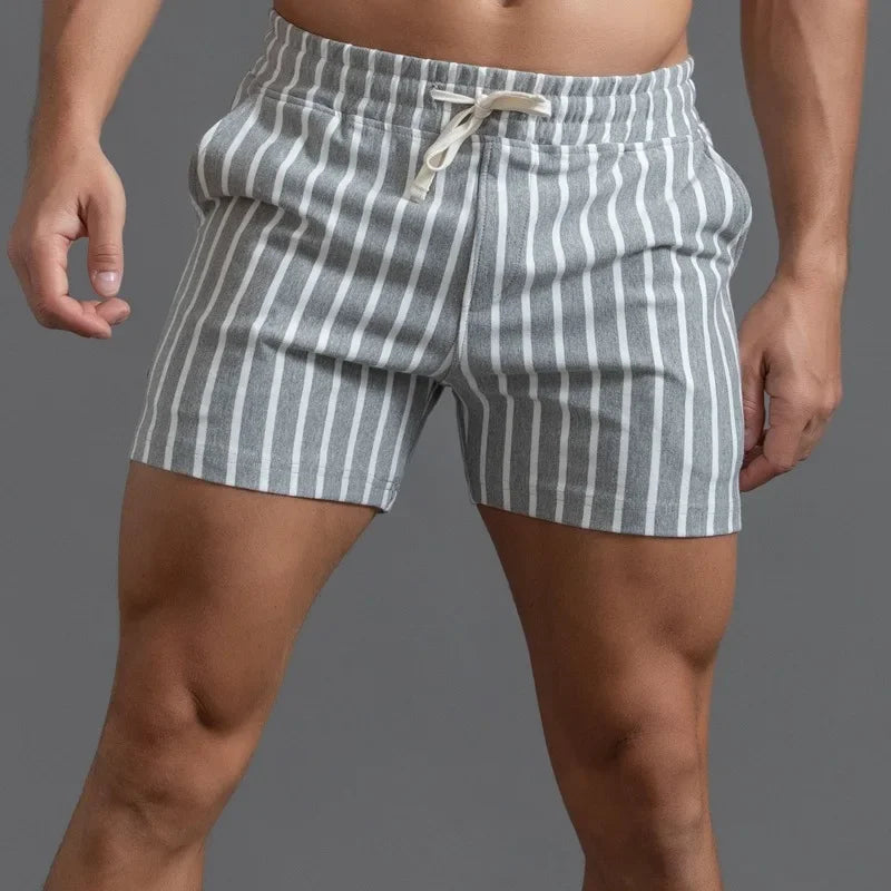 Men Clothing 2026, New Cotton Sports Shorts, Men's Quarter Pants Vertical Stripe Couple Pants Fitness, Running Casual,  Shorts