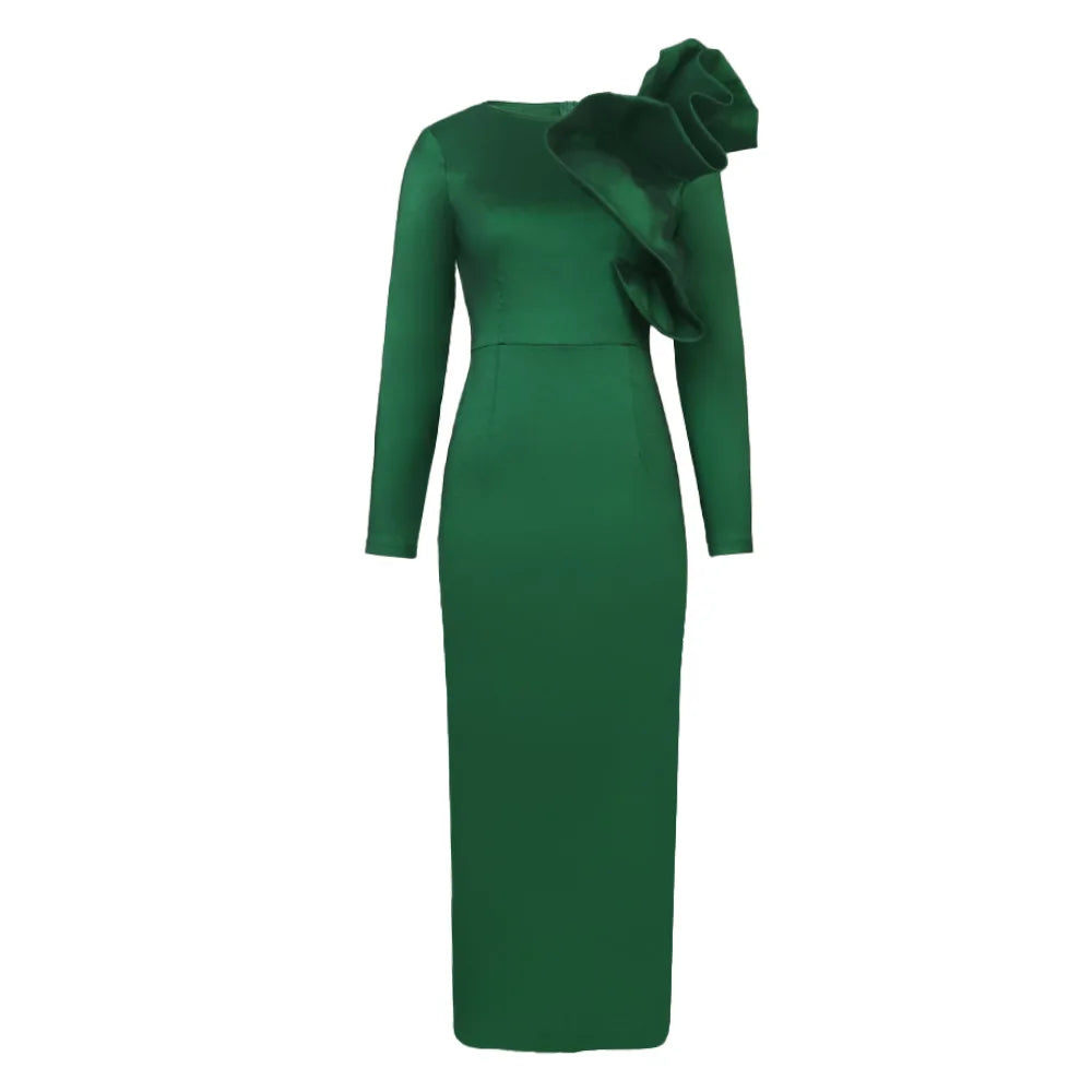 Elegant Prom Dresses, plus Size Elegant Party Dress ,Lotus leaf one-step Luxury Long Evening Dress