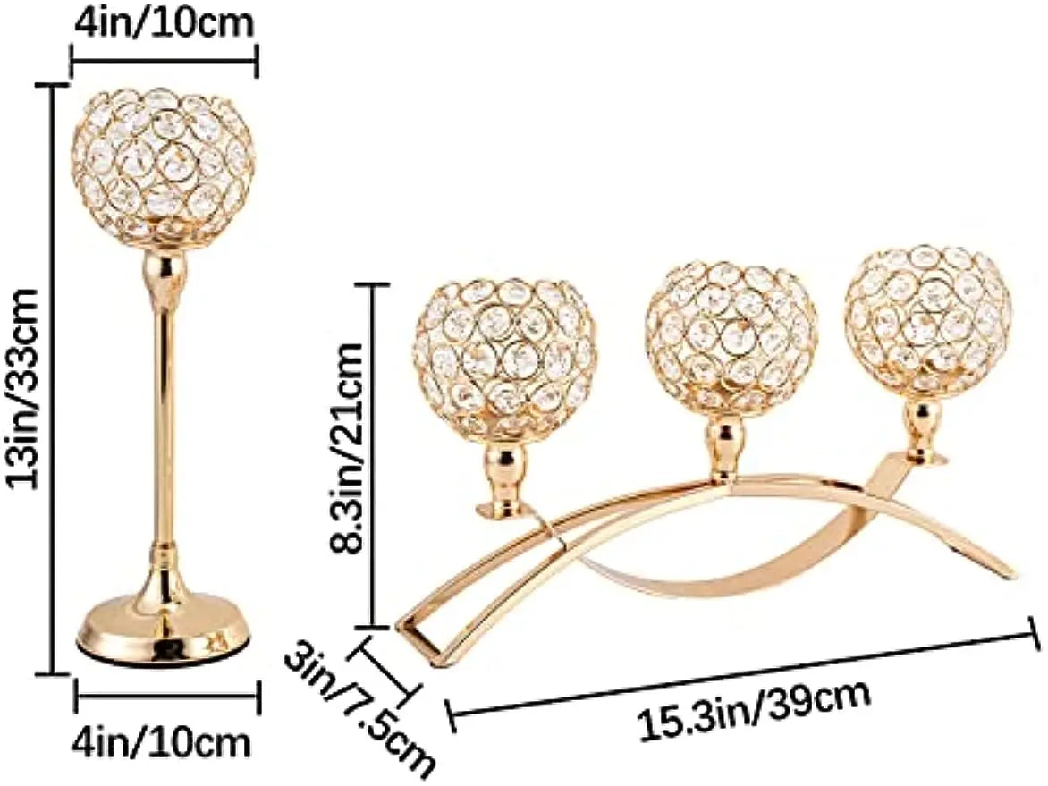 Gold 3-Arms Candle Holders Tea light Candlestick Candelabra Stand for Table Centerpieces Living Room Wedding Decor