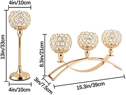 Gold 3-Arms Candle Holders Tea light Candlestick Candelabra Stand for Table Centerpieces Living Room Wedding Decor