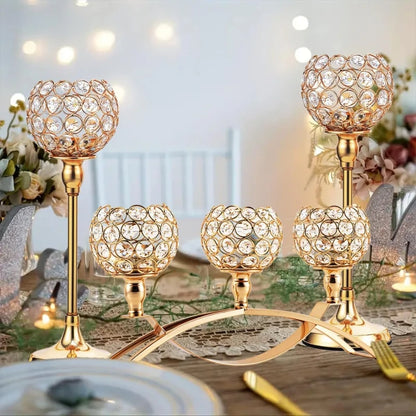 Gold 3-Arms Candle Holders Tea light Candlestick Candelabra Stand for Table Centerpieces Living Room Wedding Decor